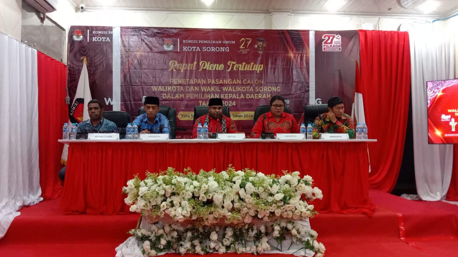 KPU Kota Sorong Tetapkan 4 Pasang Calon Walikota Dan Wakil Walikota Di Pilkada 2024