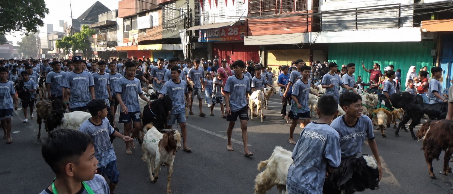 Warga Malang Gelar Tradisi Arak-arakan Hewan Kurban Idul Adha
